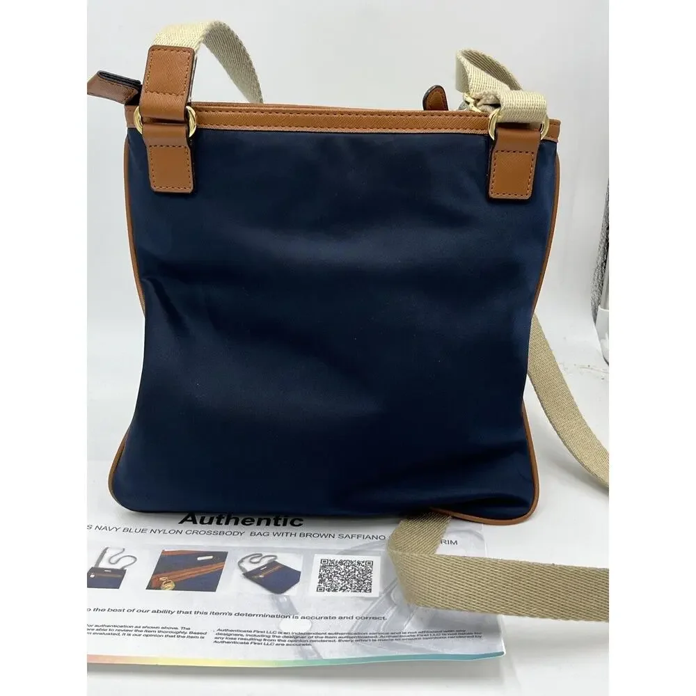 Michael Kors Authenticated Kempton Navy‎ Nylon Leather Crossbody Shoulder Bag